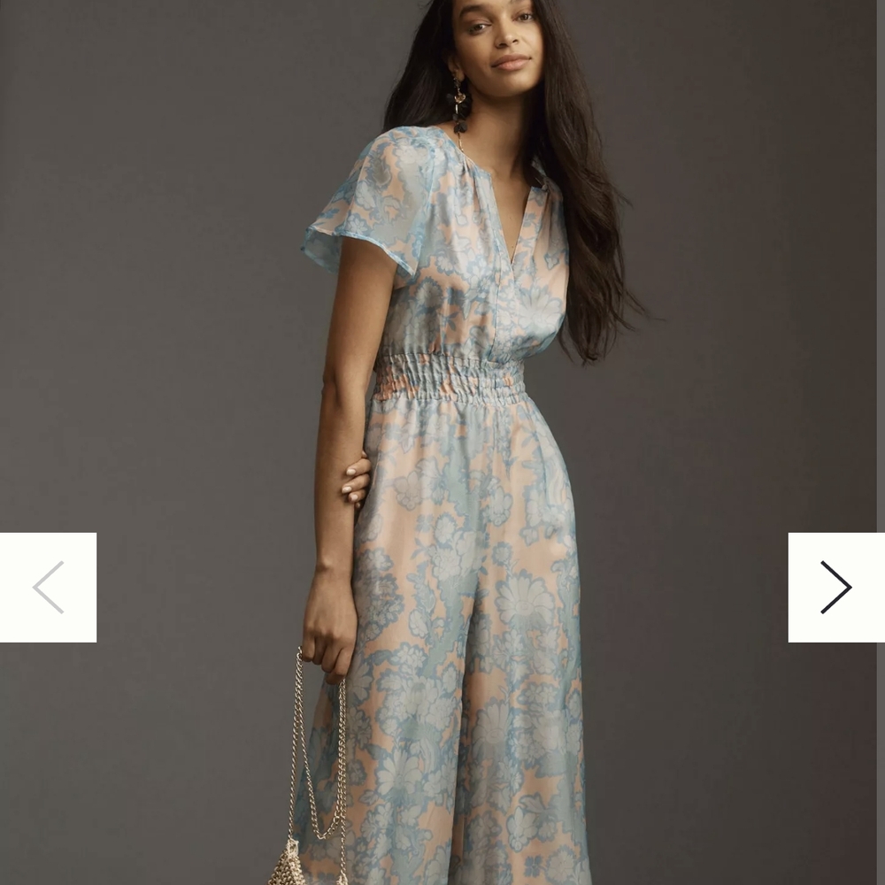 Floral Blue and Cream Jumpsuit